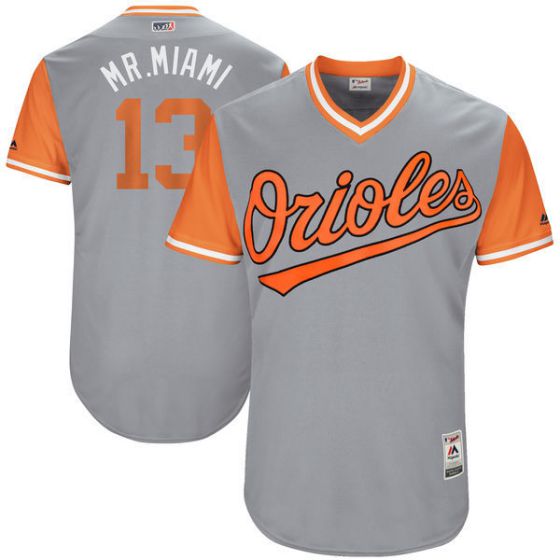 Men Baltimore Orioles #13 Mr.miami Grey New Rush Limited MLB Jerseys->baltimore orioles->MLB Jersey